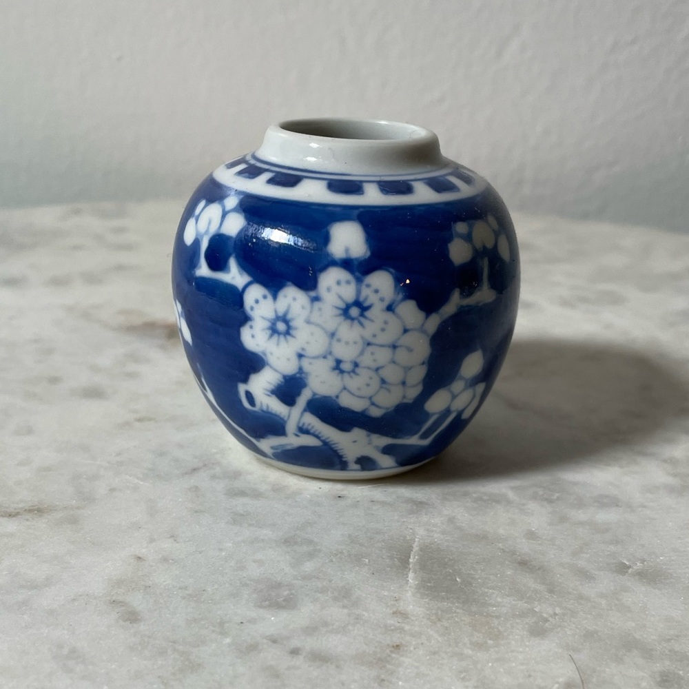 Vintage Miniature Prunus Jar - Hand Painted